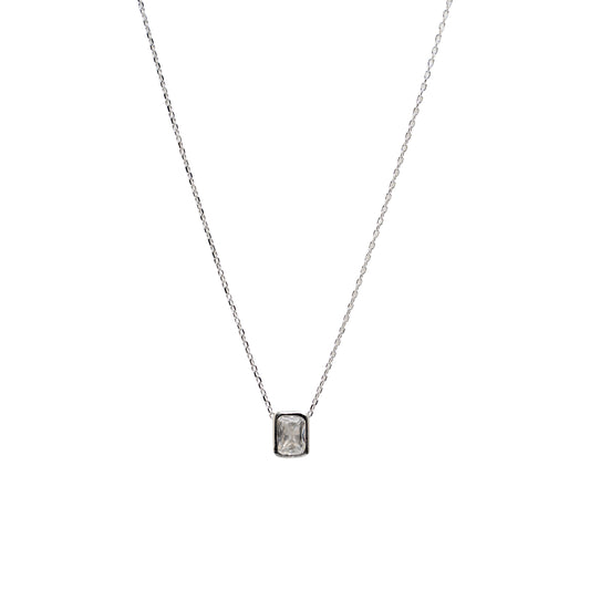 Emerald Cut Solitaire Necklace