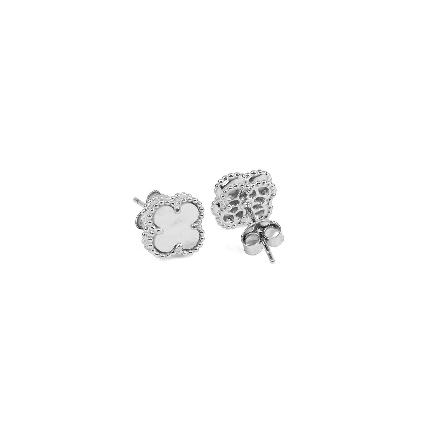 Classic Mother of Pearl Clover Stud Earrings | 925 Sterling Silver