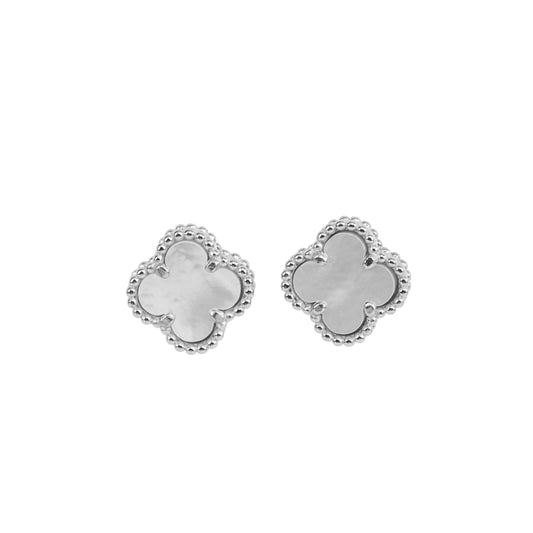 Classic Mother of Pearl Clover Stud Earrings | 925 Sterling Silver