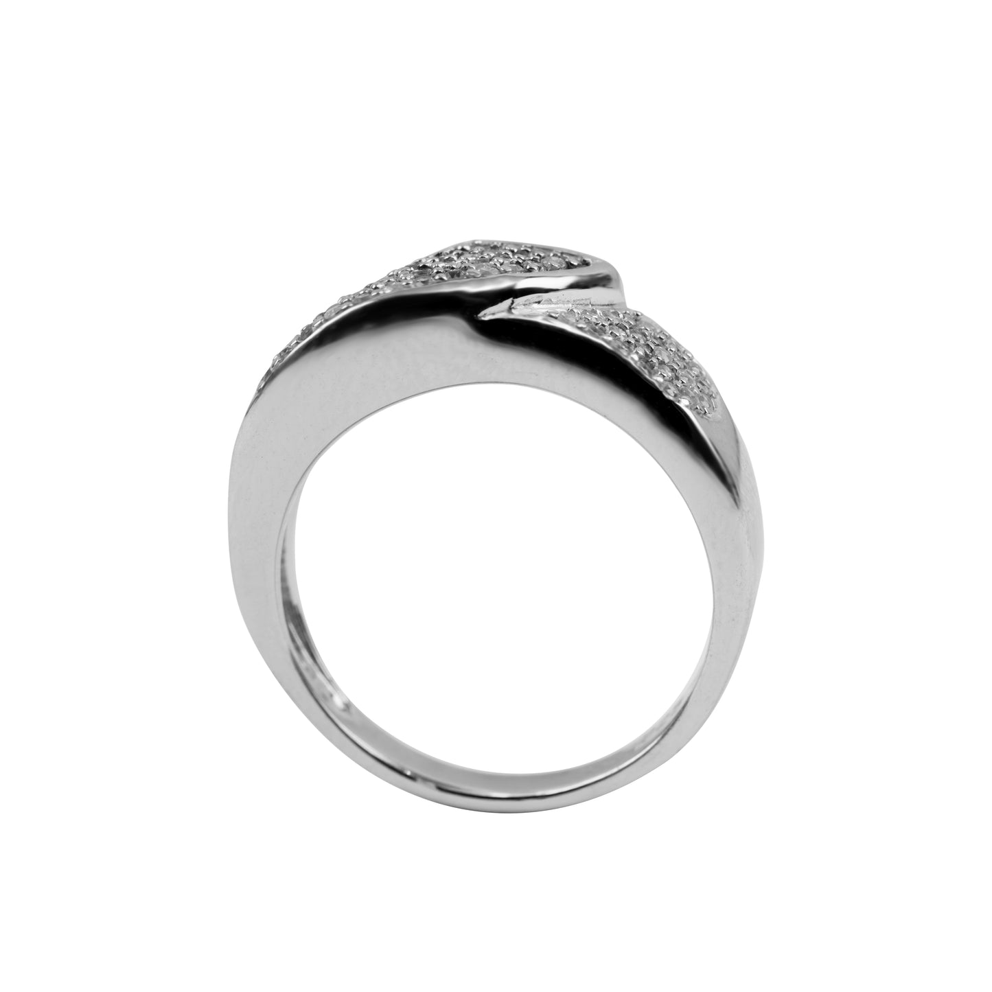 Sparkling Pavé Crossover Statement Ring | Sterling Silver
