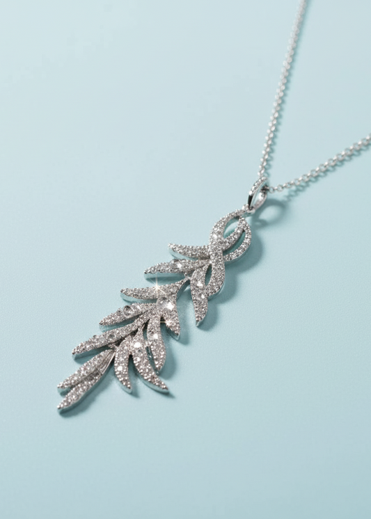Cascading Crystal Leaf Lariat Necklace