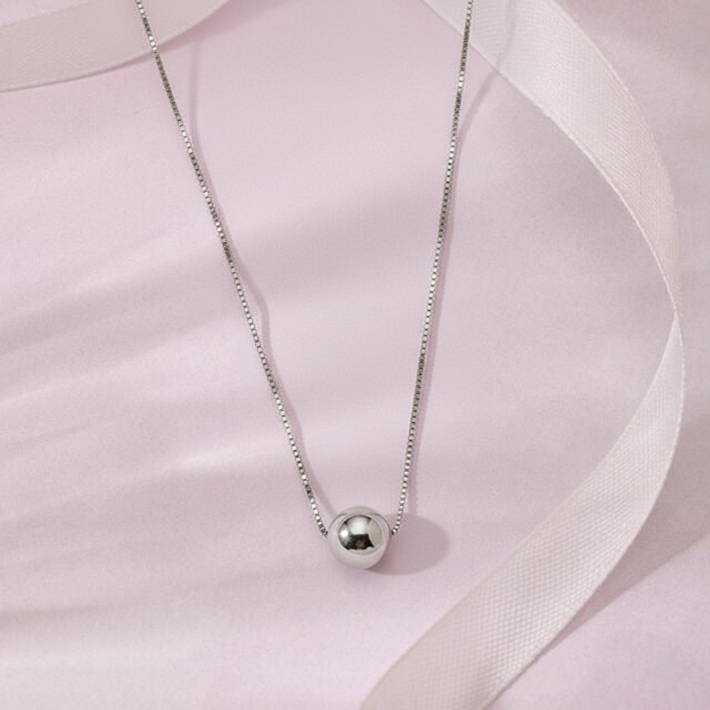 Minimalist Silver Sphere Necklace
