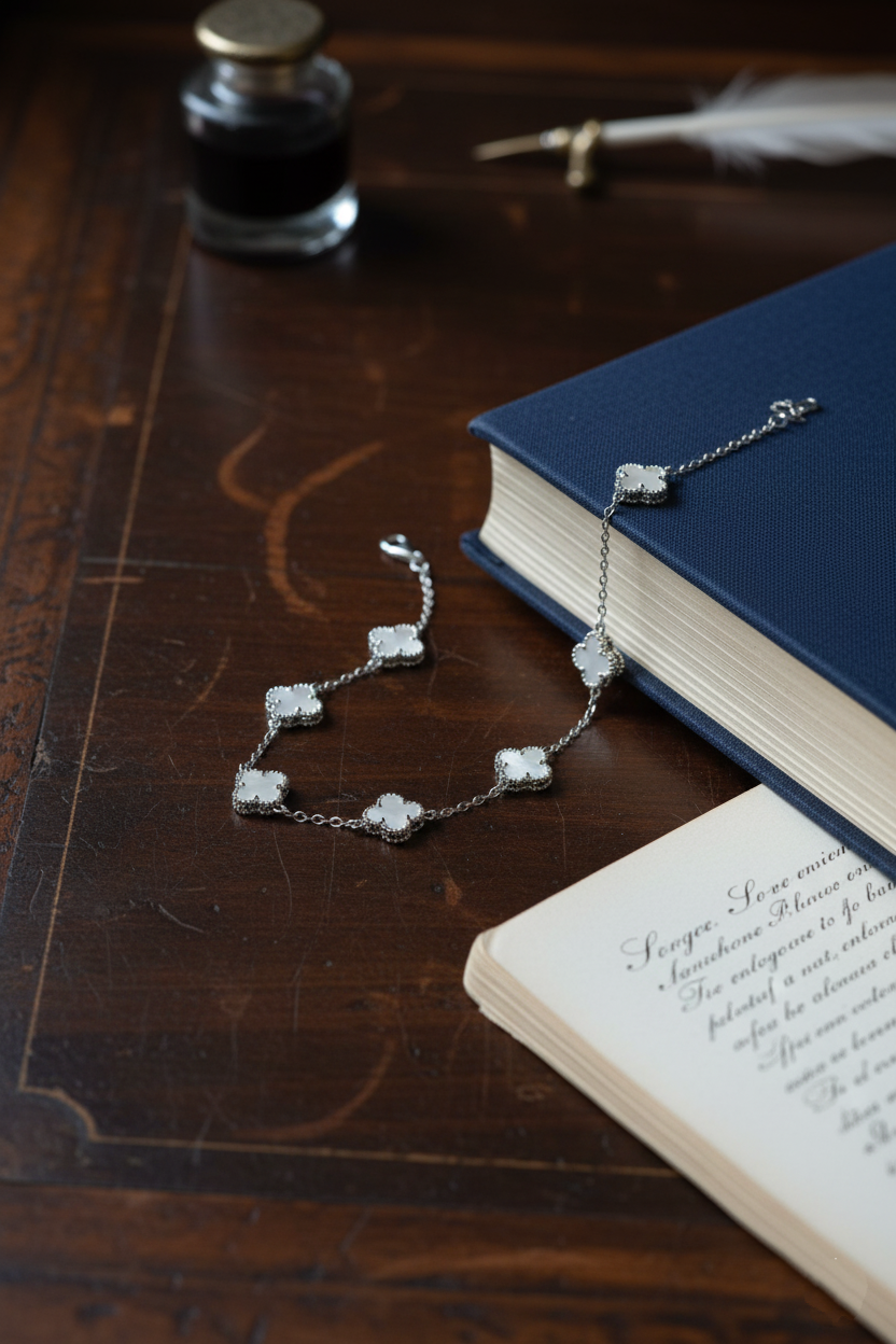 Mother of Pearl Clover Bracelet | Sterling Silver