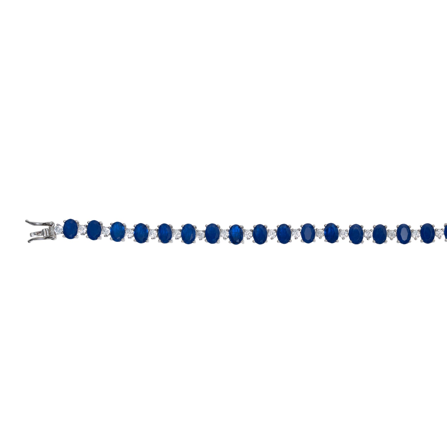 Royal Blue Oval Sapphire Tennis Bracelet | Sterling Silver