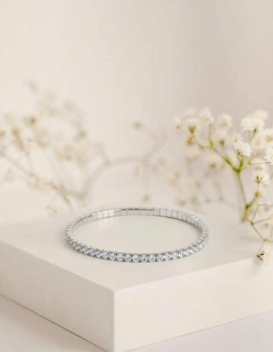 Classic Crystal Stretch Tennis Bracelet | Sterling Silver