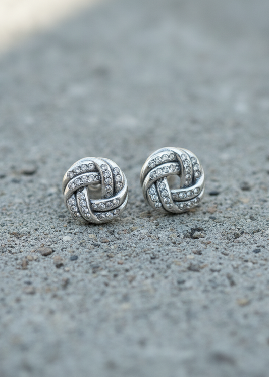 Sparkling Love Knot Stud Earrings | 925 Sterling Silver