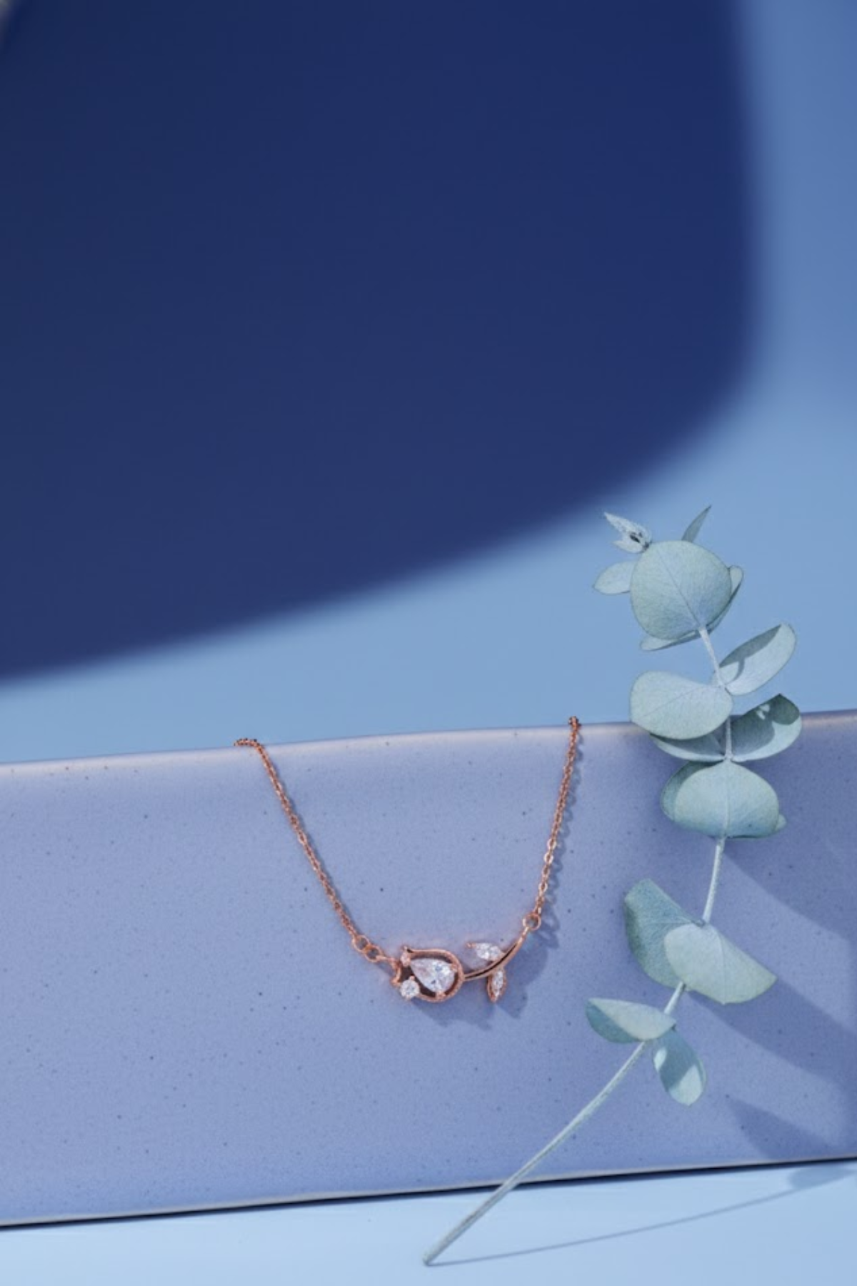 Rose Gold Crystal Tulip Bar Necklace | 925 Sterling Silver