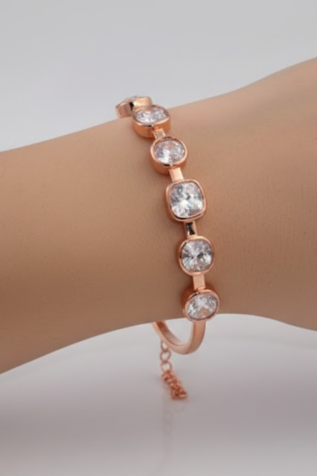 Rose Gold Five-Stone Crystal Flexi-Bangle | 925 Sterling Silver