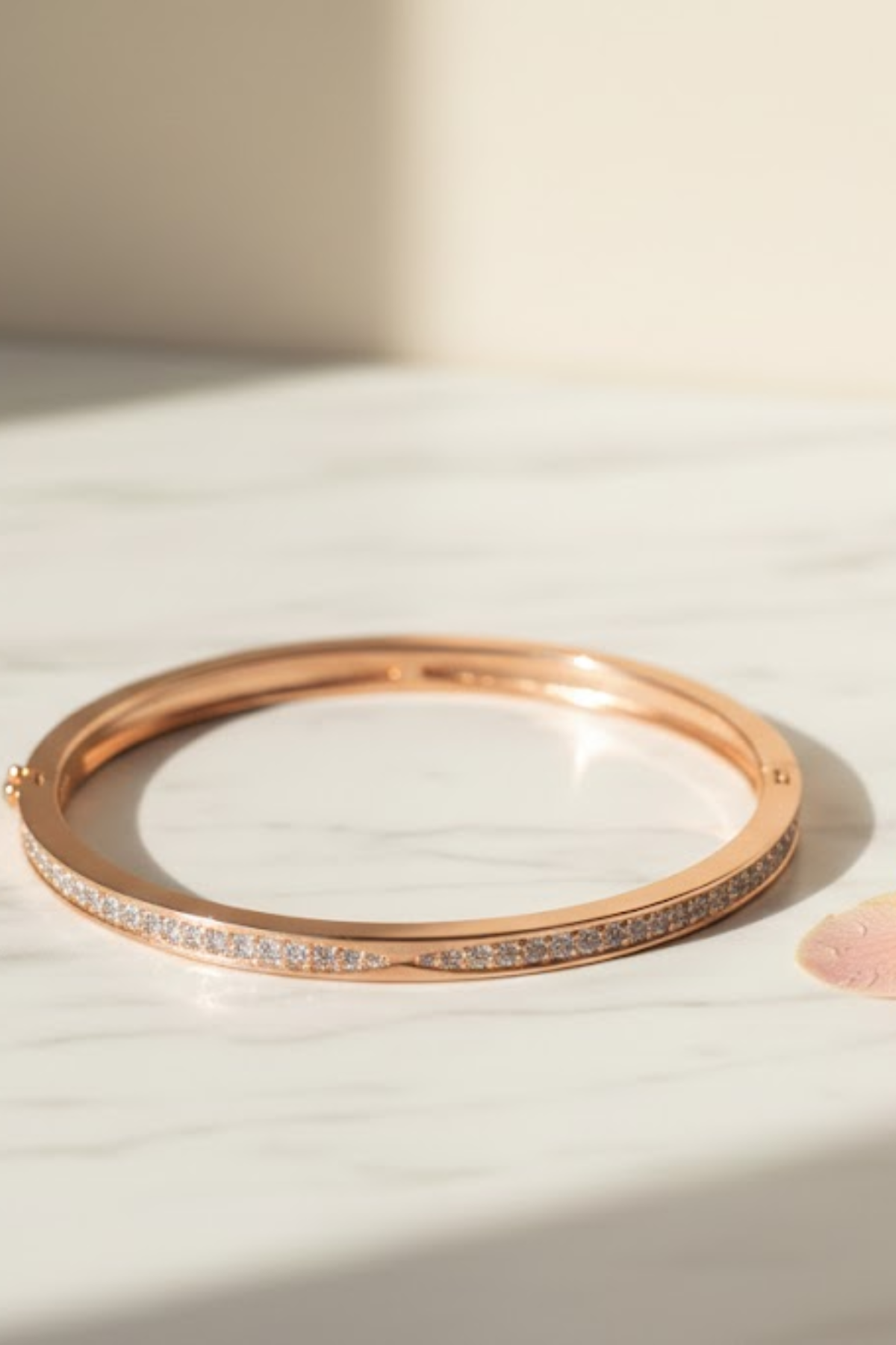Rose Gold Sleek Crystal Eternity Bangle | 925 Sterling Silver