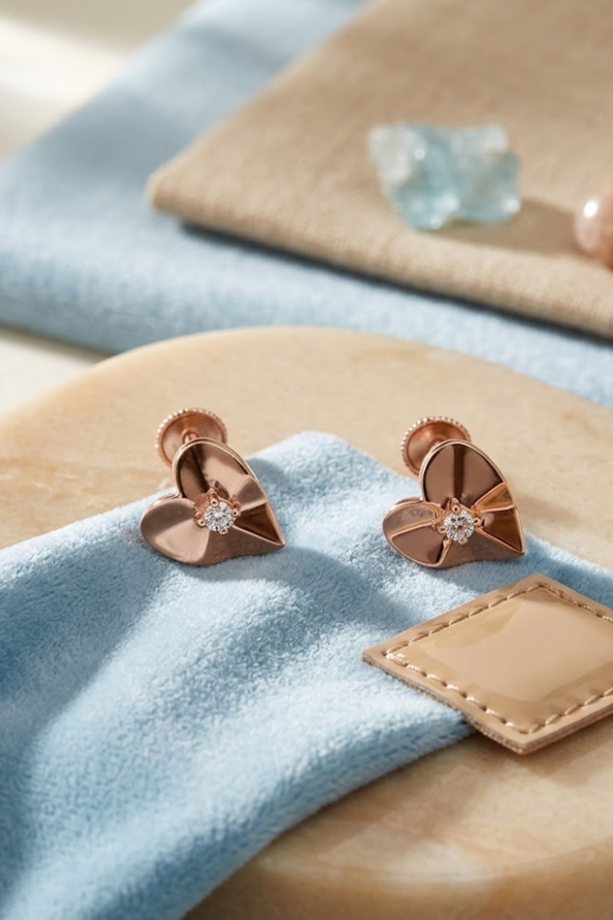 Rosé Heart Studs