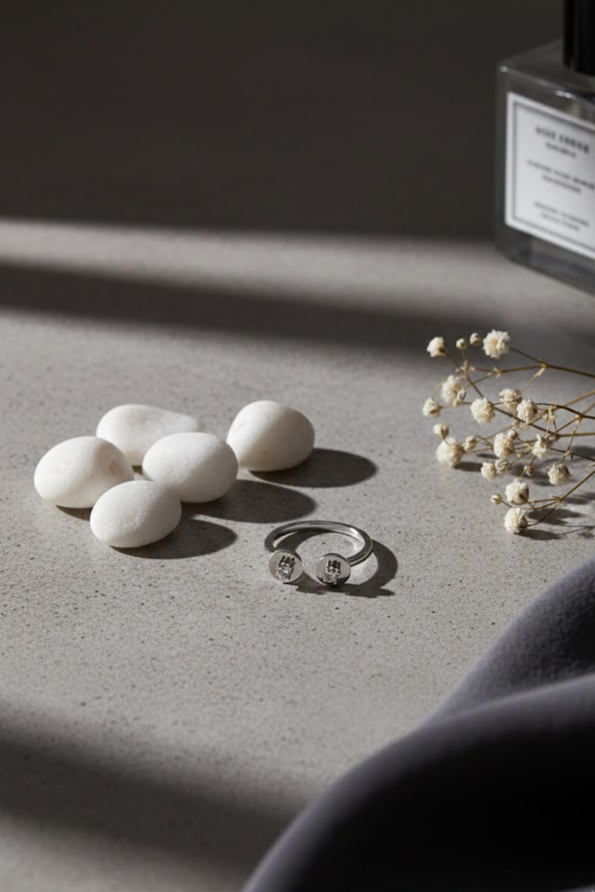 Silver Dual Stellar Open Cuff Ring | Minimalist Crystal Wrap Ring