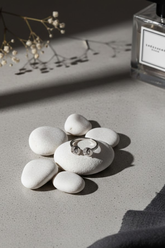 Silver Dual Stellar Open Cuff Ring | Minimalist Crystal Wrap Ring