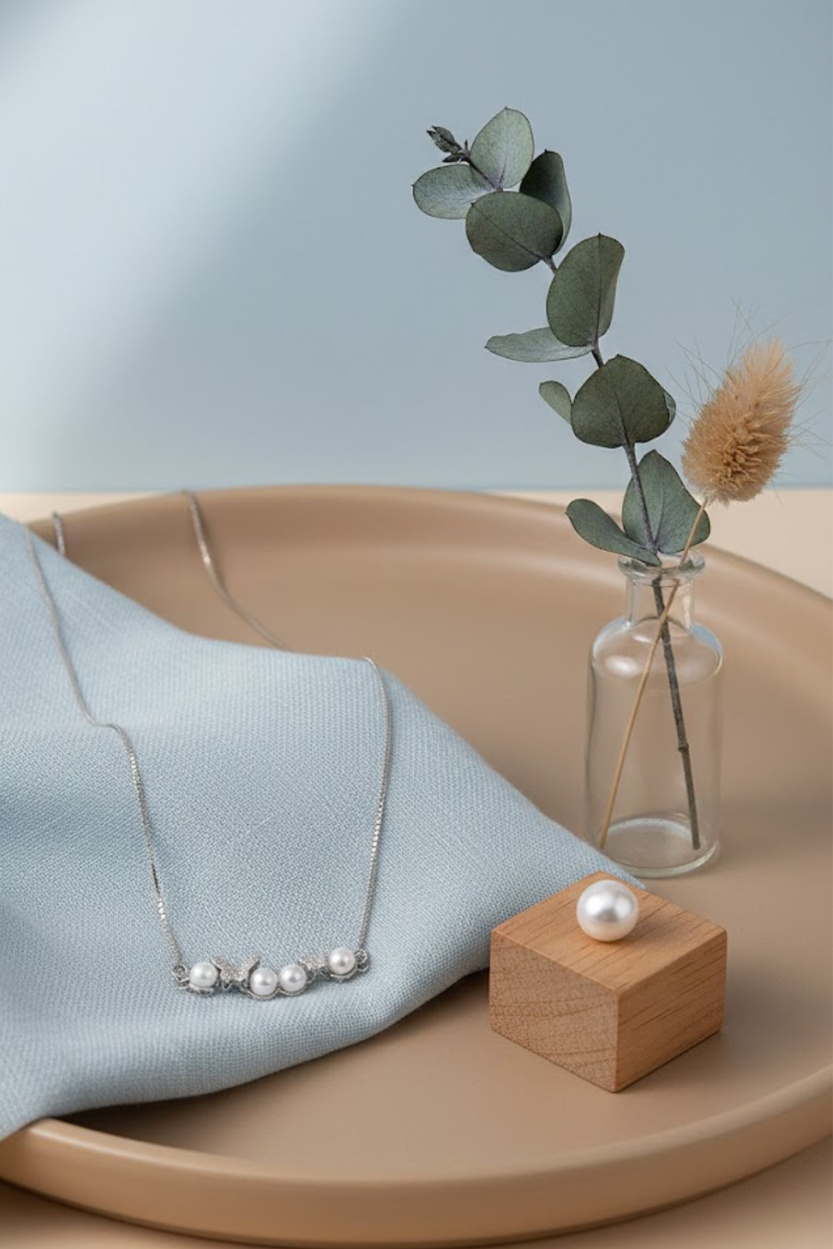 Silver Pearl & Butterfly Garland Necklace | 925 Sterling Silver