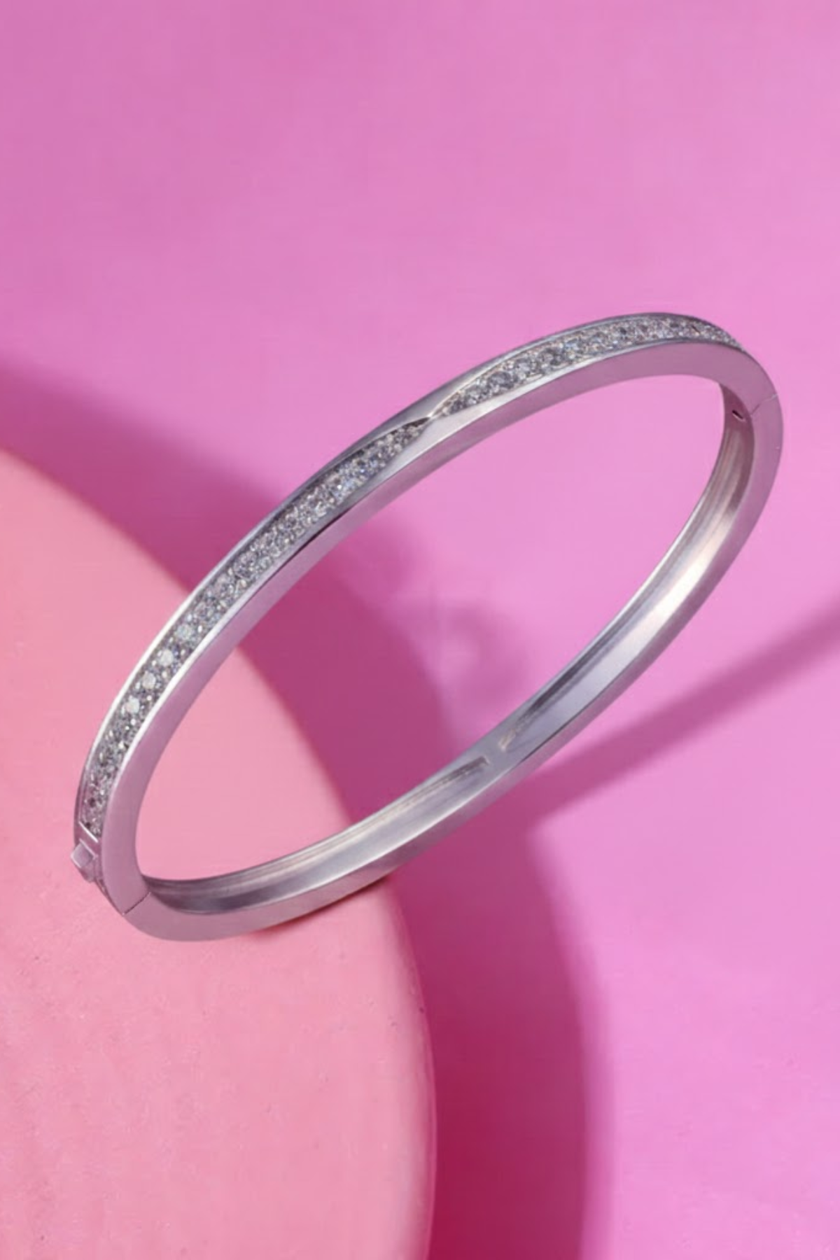 Silver Sleek Crystal Eternity Bangle | 925 Sterling Silver