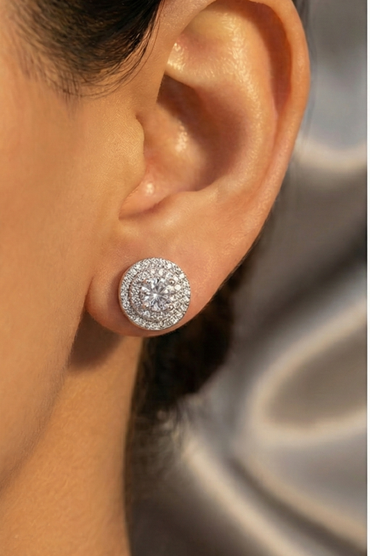 Brilliant Double Halo Stud Earrings | 925 Sterling Silver