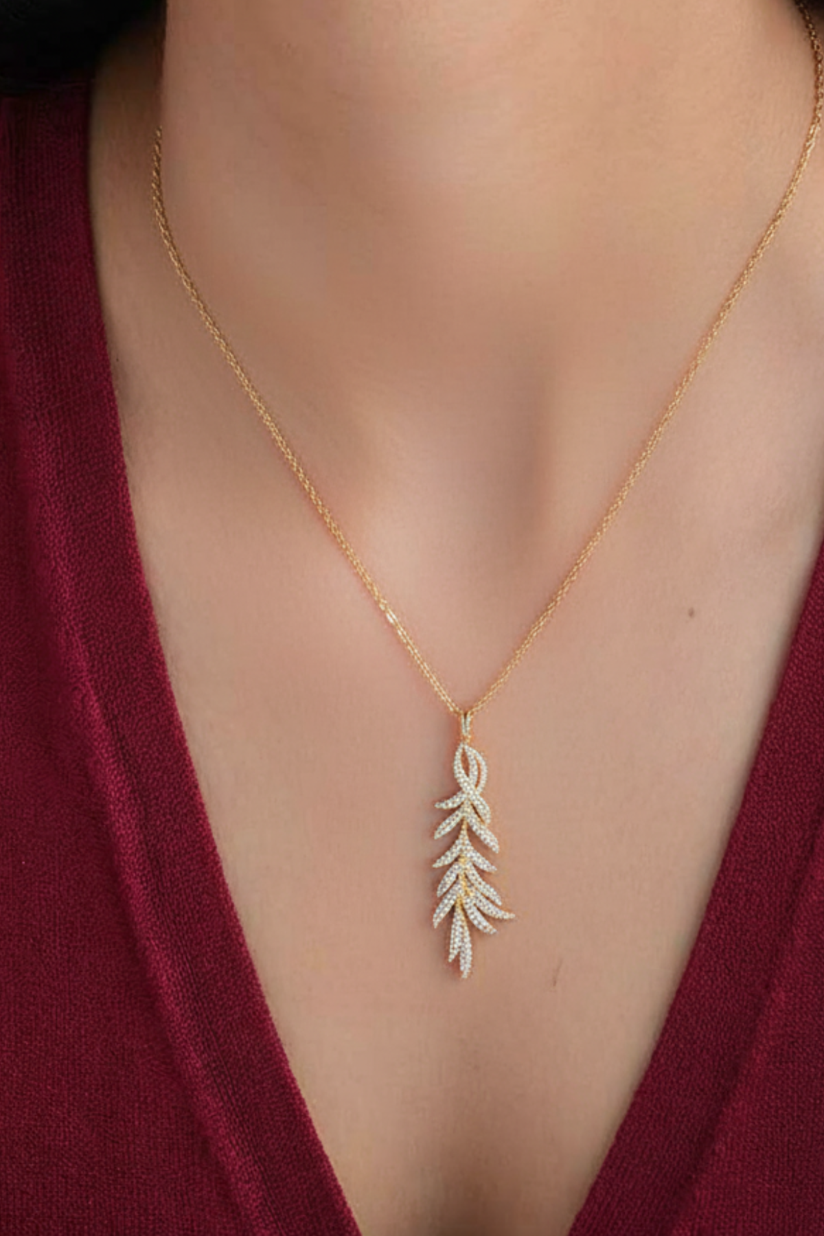Sparkling Crystal Leaf Vine Necklace