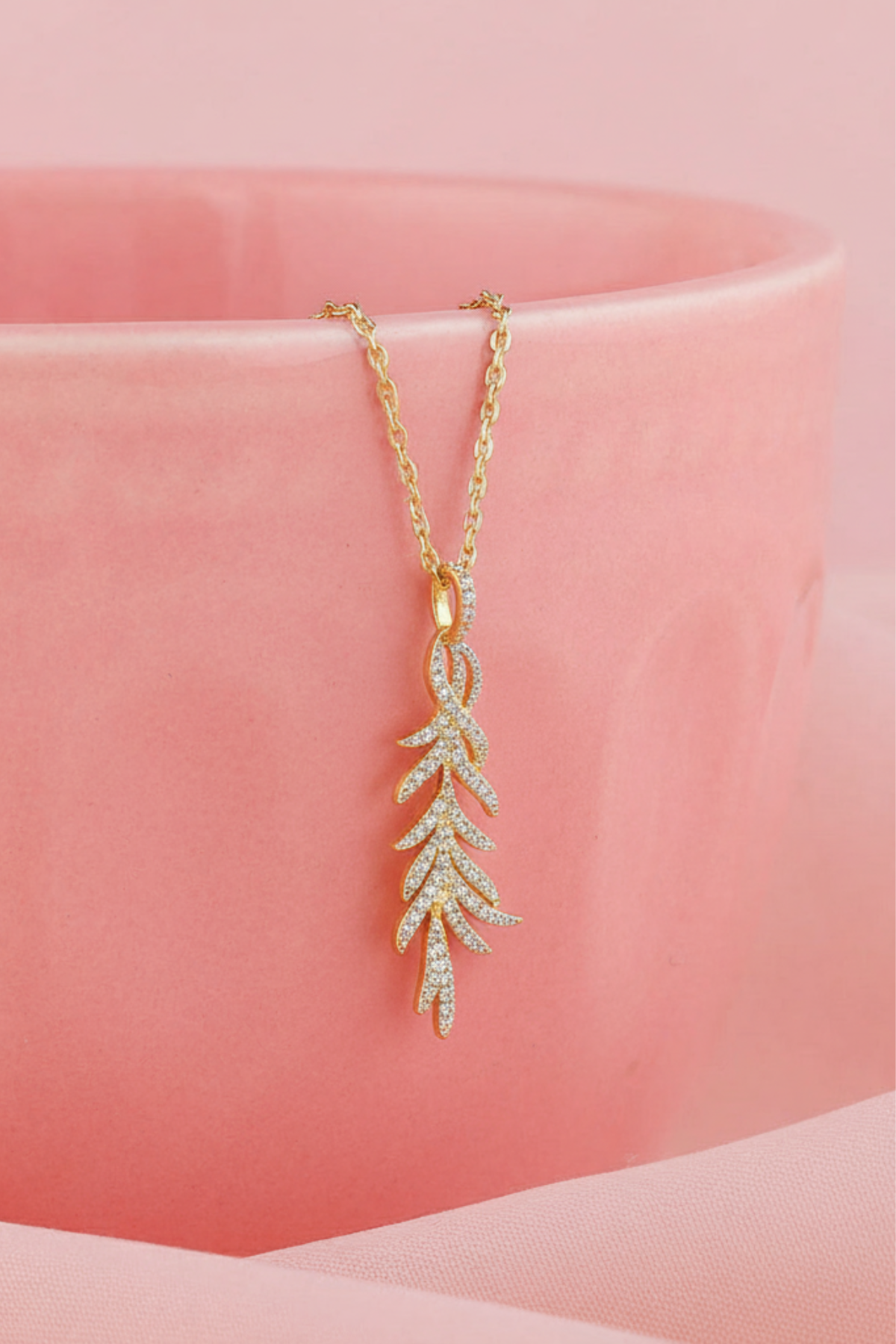 Sparkling Crystal Leaf Vine Necklace