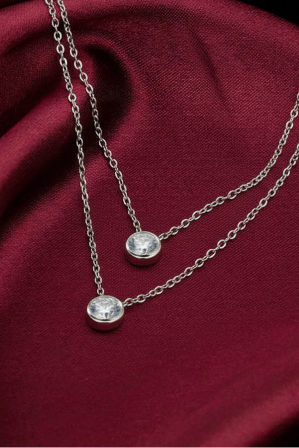 Layered Solitaire Crystal Necklace