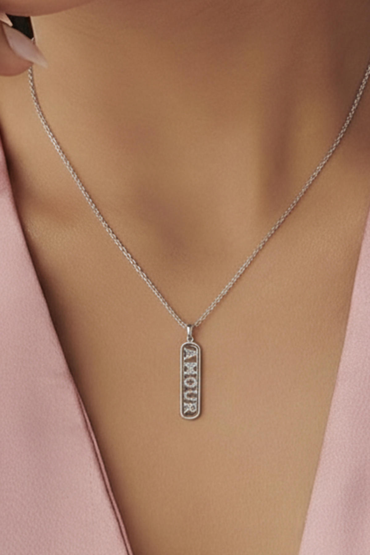 Crystal 'Amour' Pavé Bar Necklace