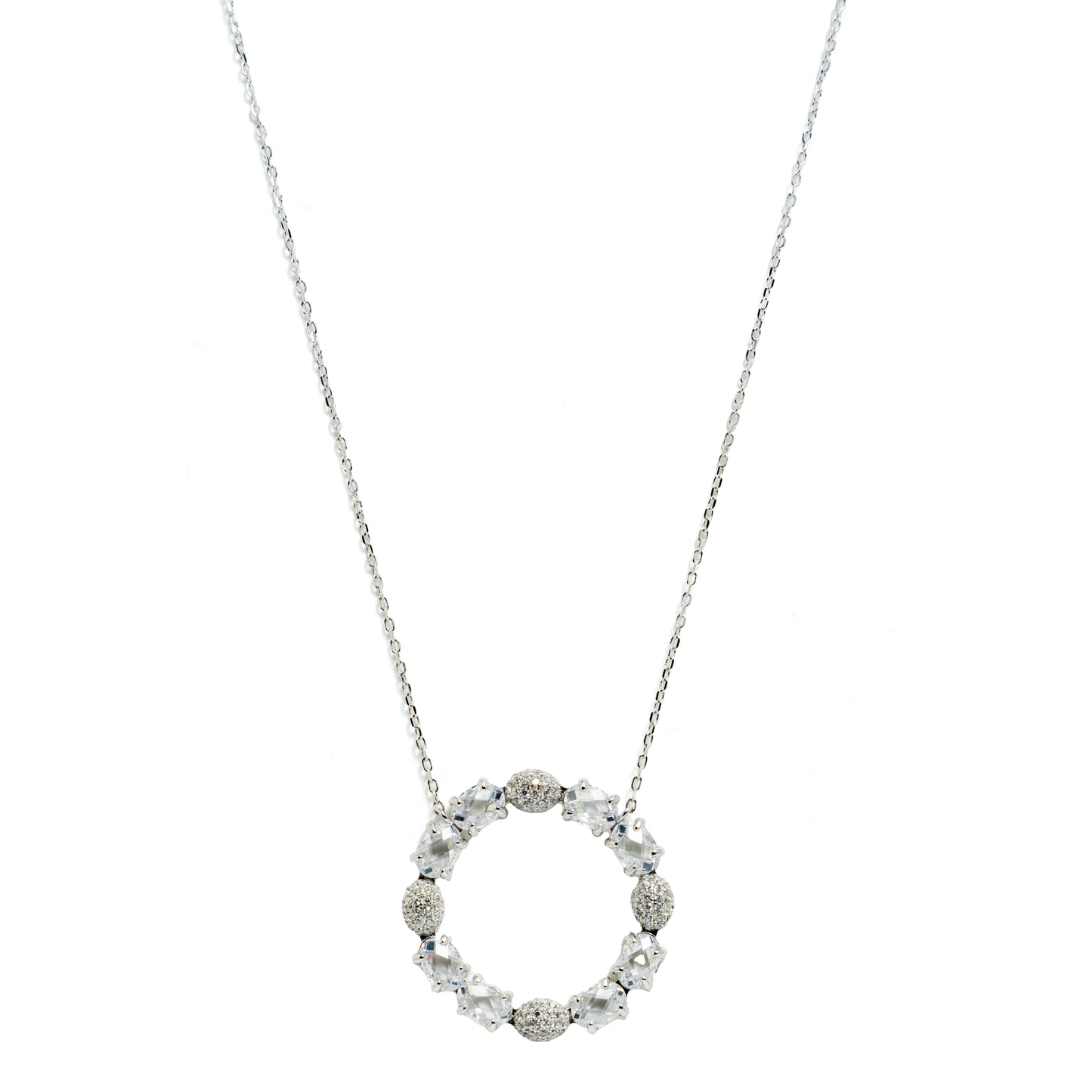 Radiant Halo Diamond Simulant Necklace