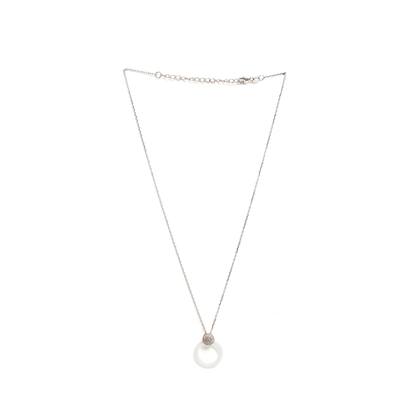 Modern Ceramic & Pavé Crystal Halo Necklace