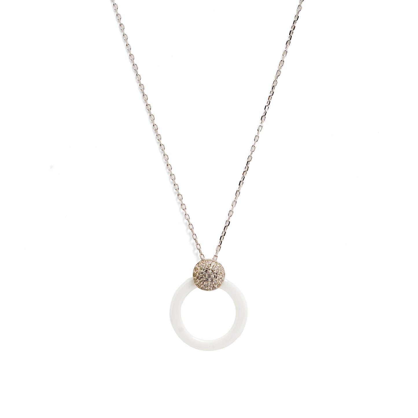 Modern Ceramic & Pavé Crystal Halo Necklace