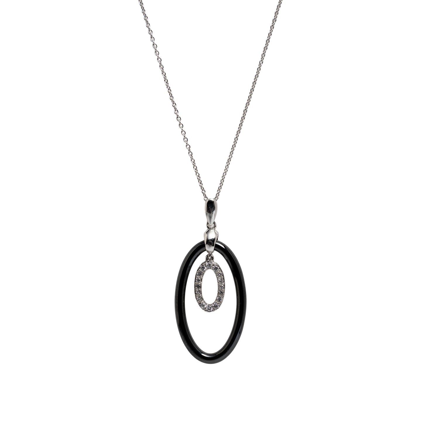 Interlocking Ceramic & Crystal Halo Necklace