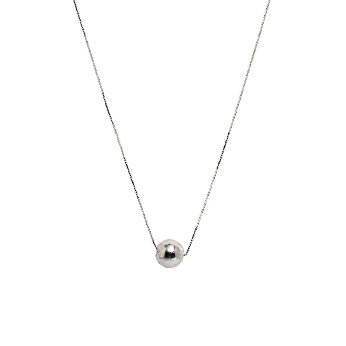 Minimalist Silver Sphere Necklace