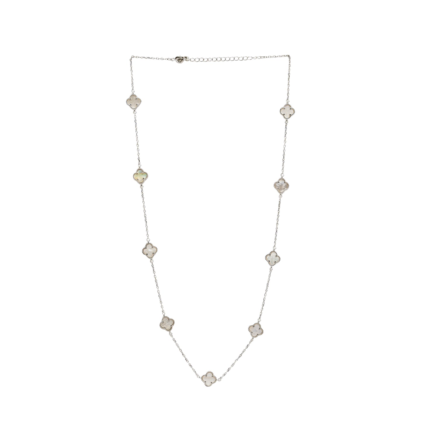 Mother of Pearl Clover Station Necklace