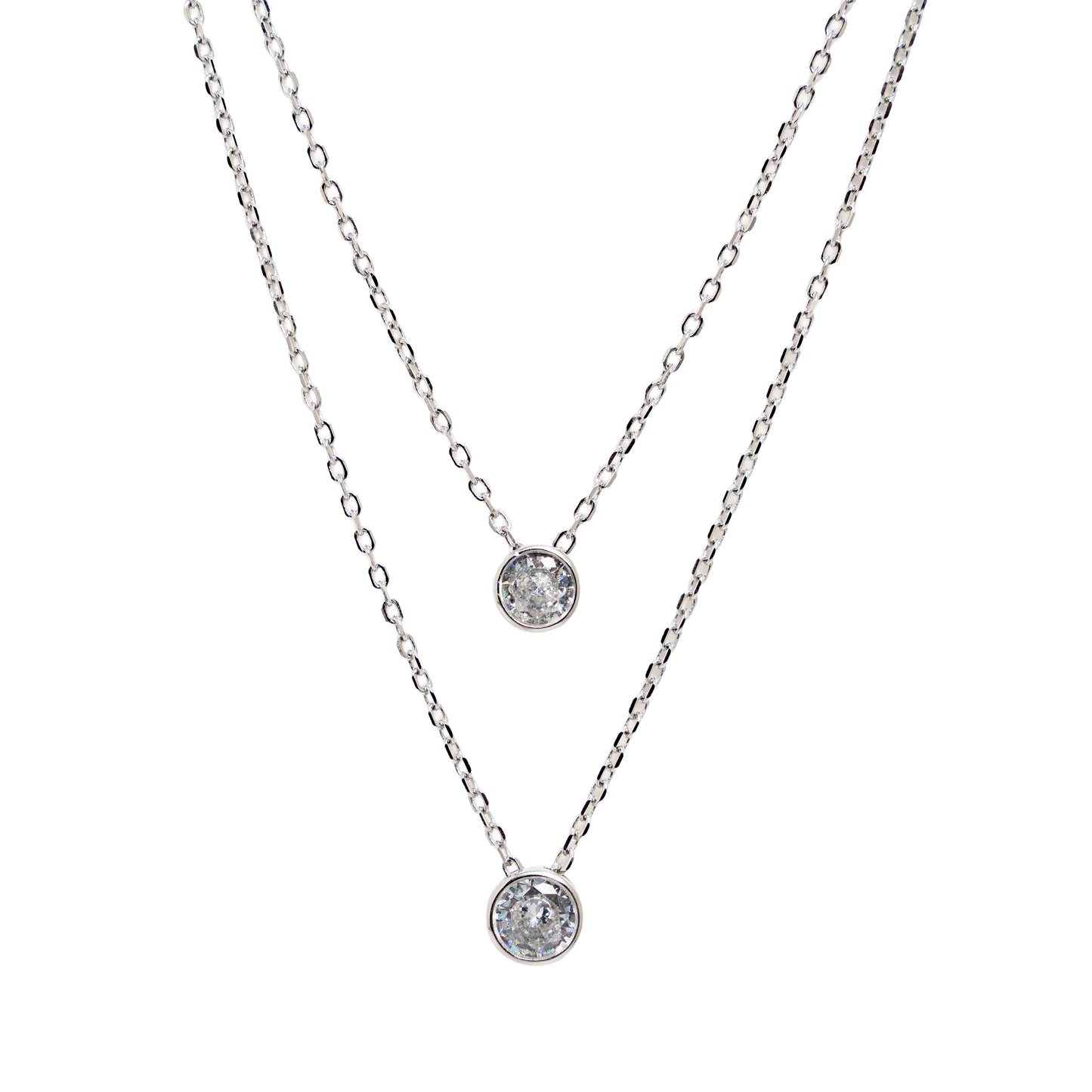 Layered Solitaire Crystal Necklace