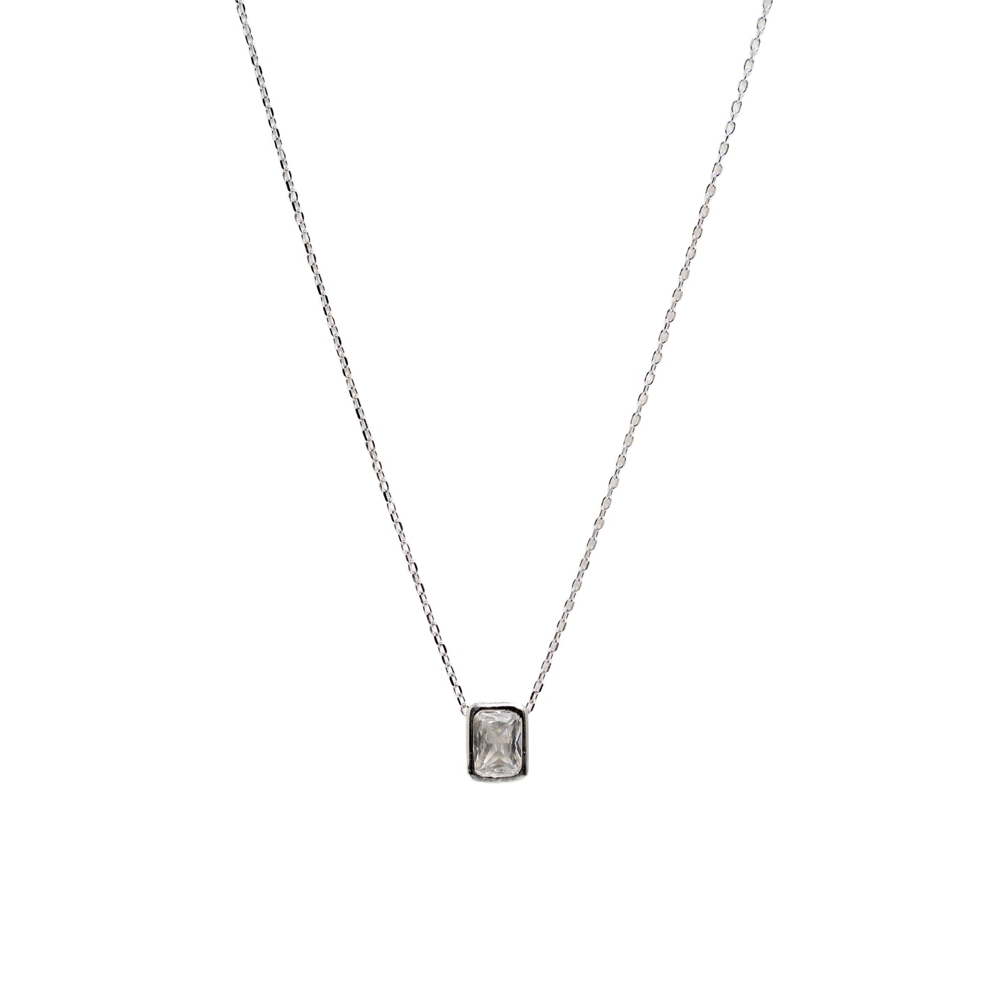 Emerald Cut Solitaire Necklace