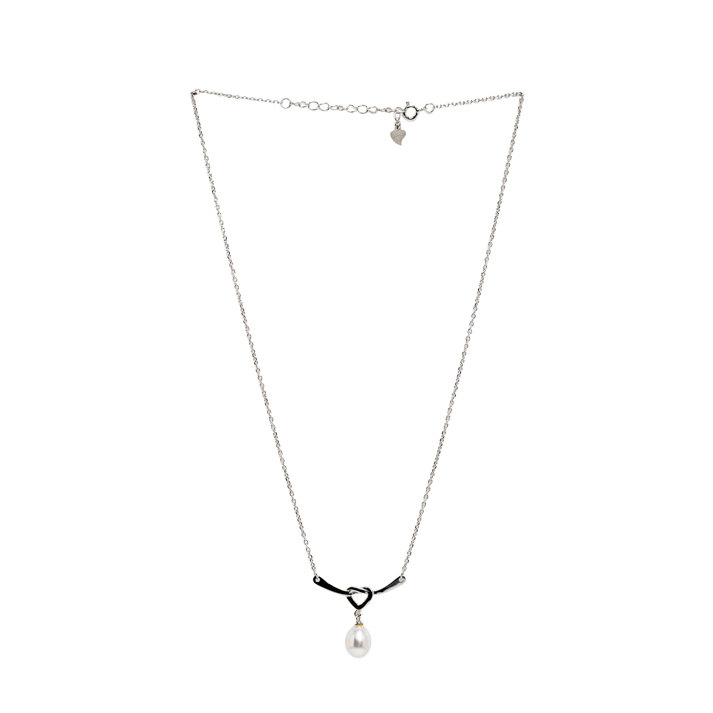 Modern Knot & Pearl Drop Necklace