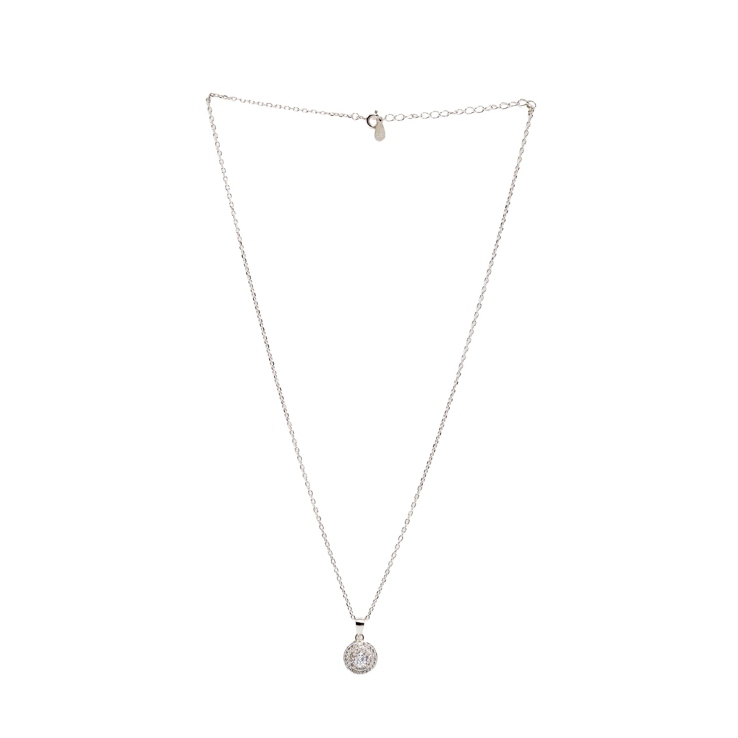 Radiant Double Halo Crystal Pendant Necklace | Sterling Silver