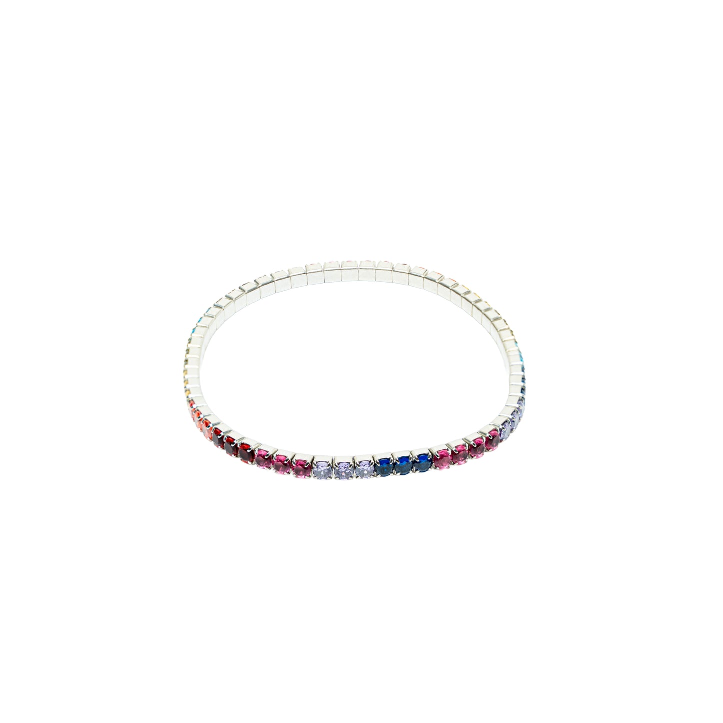 Rainbow Stretch Tennis Bracelet | Sterling Silver