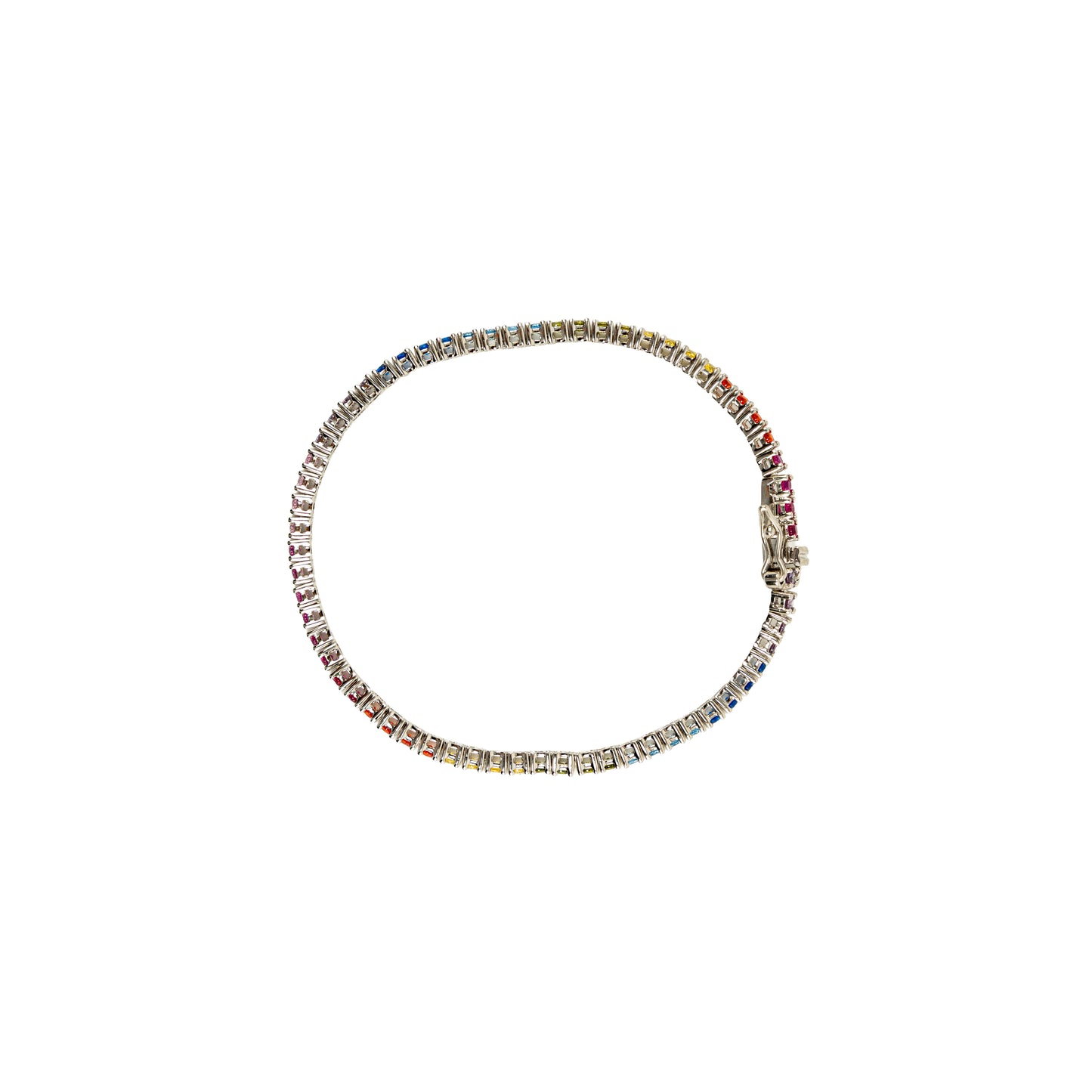 Rainbow Crystal Bracelet with Secure Clasp | 925 Sterling Silver
