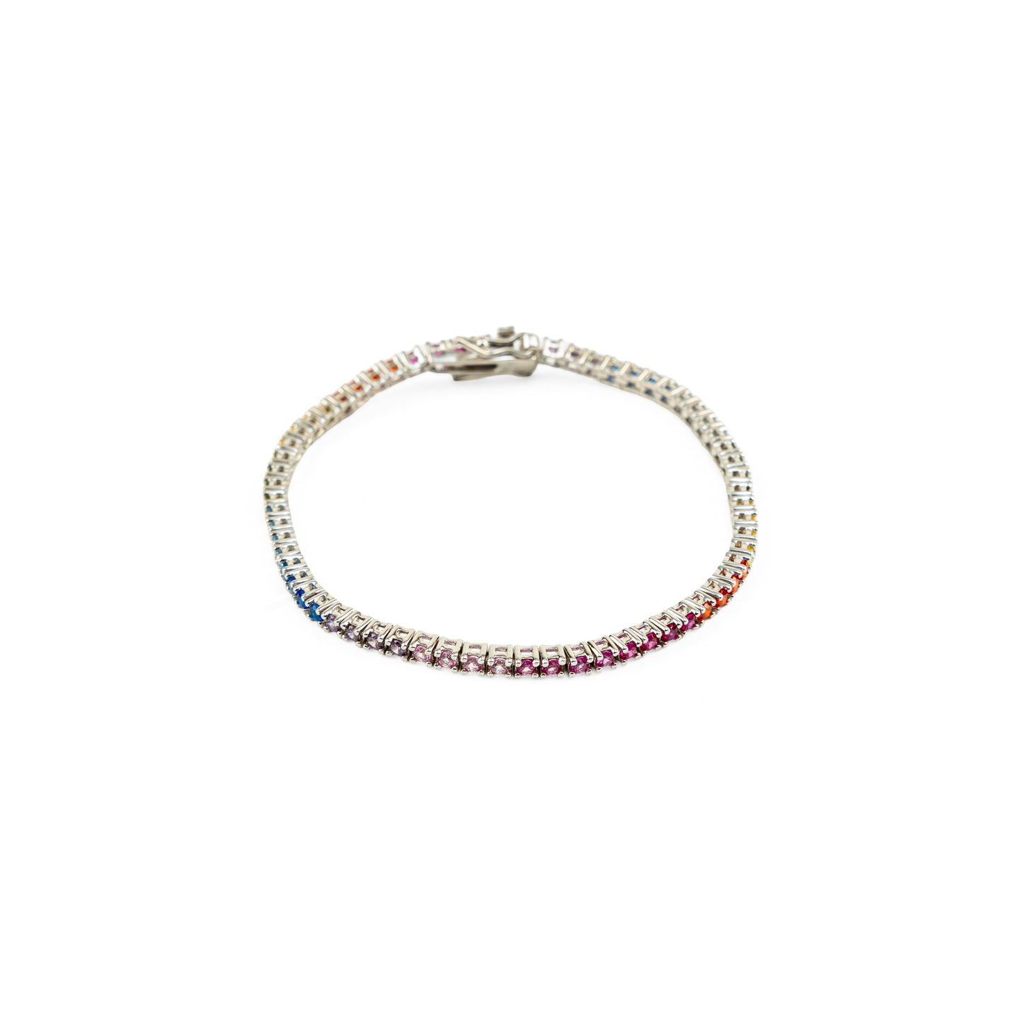 Rainbow Crystal Bracelet with Secure Clasp | 925 Sterling Silver