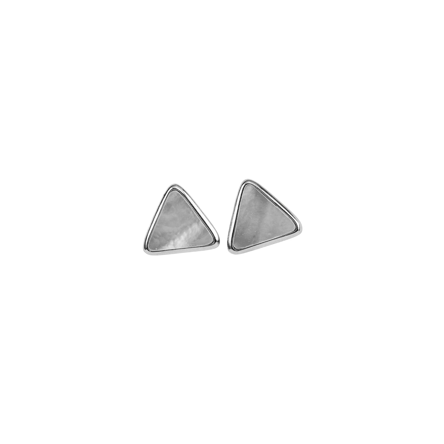 Geometric Triangle Mother of Pearl Stud Earrings | 925 Sterling Silver