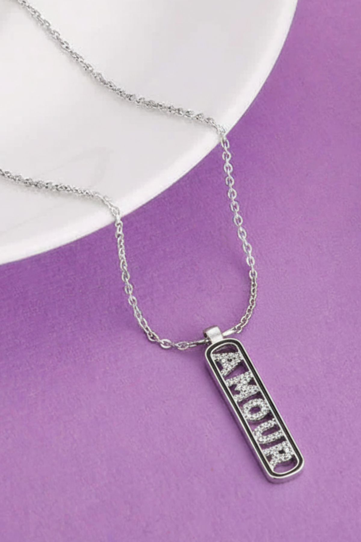 Crystal 'Amour' Pavé Bar Necklace