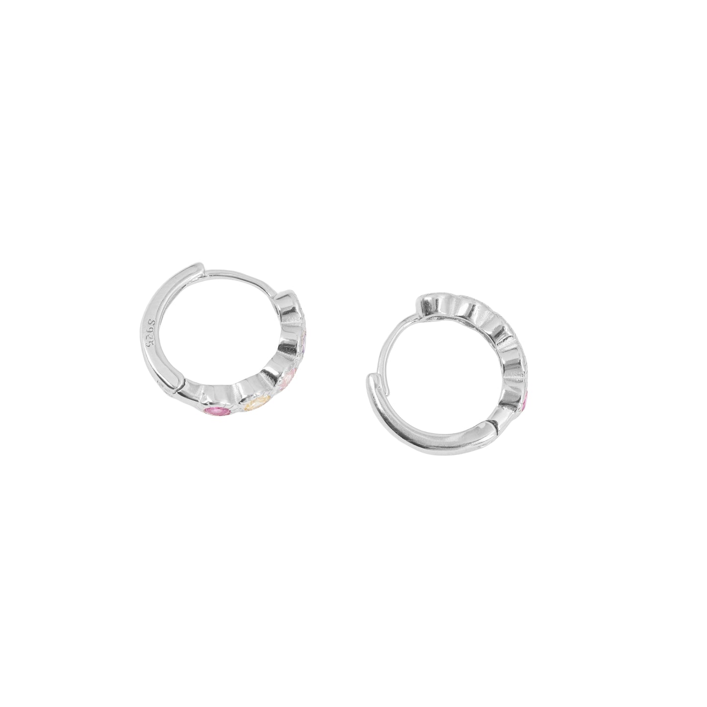 Pastel Rainbow Huggie Hoop Earrings | 925 Sterling Silver