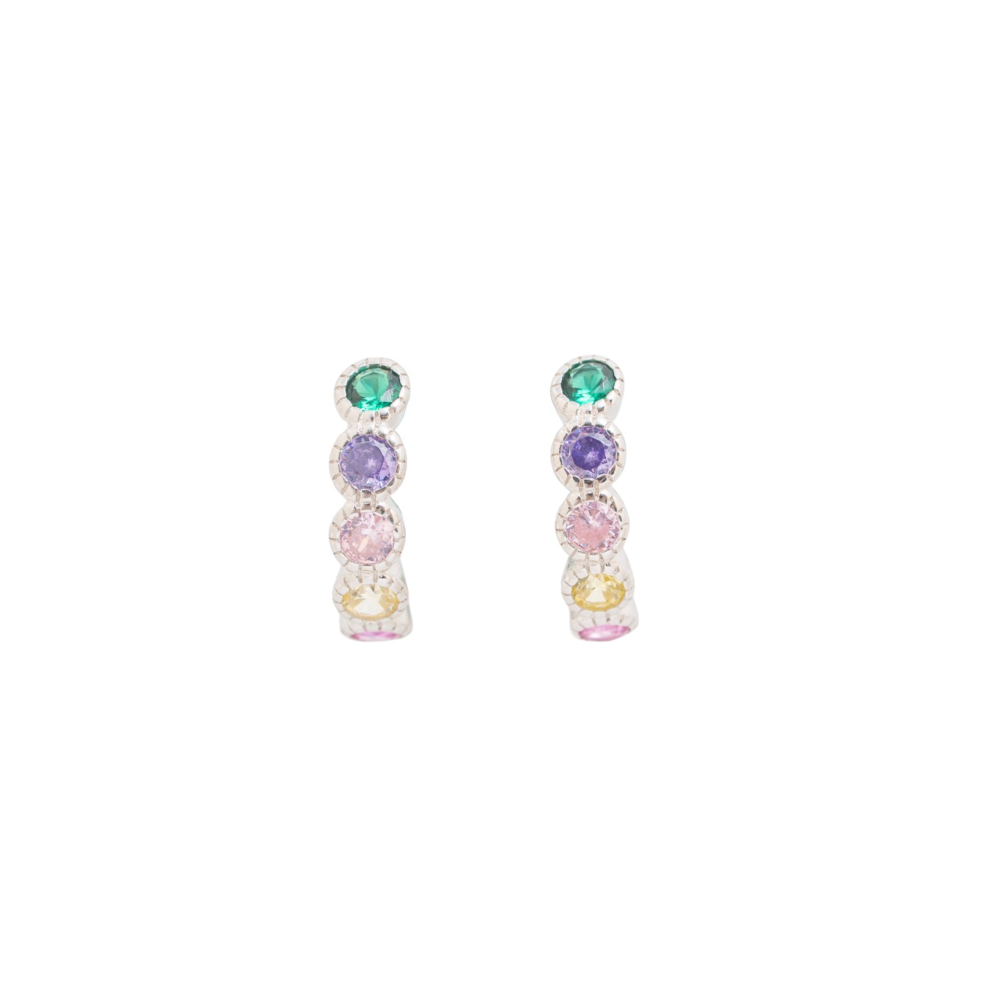 Pastel Rainbow Huggie Hoop Earrings | 925 Sterling Silver