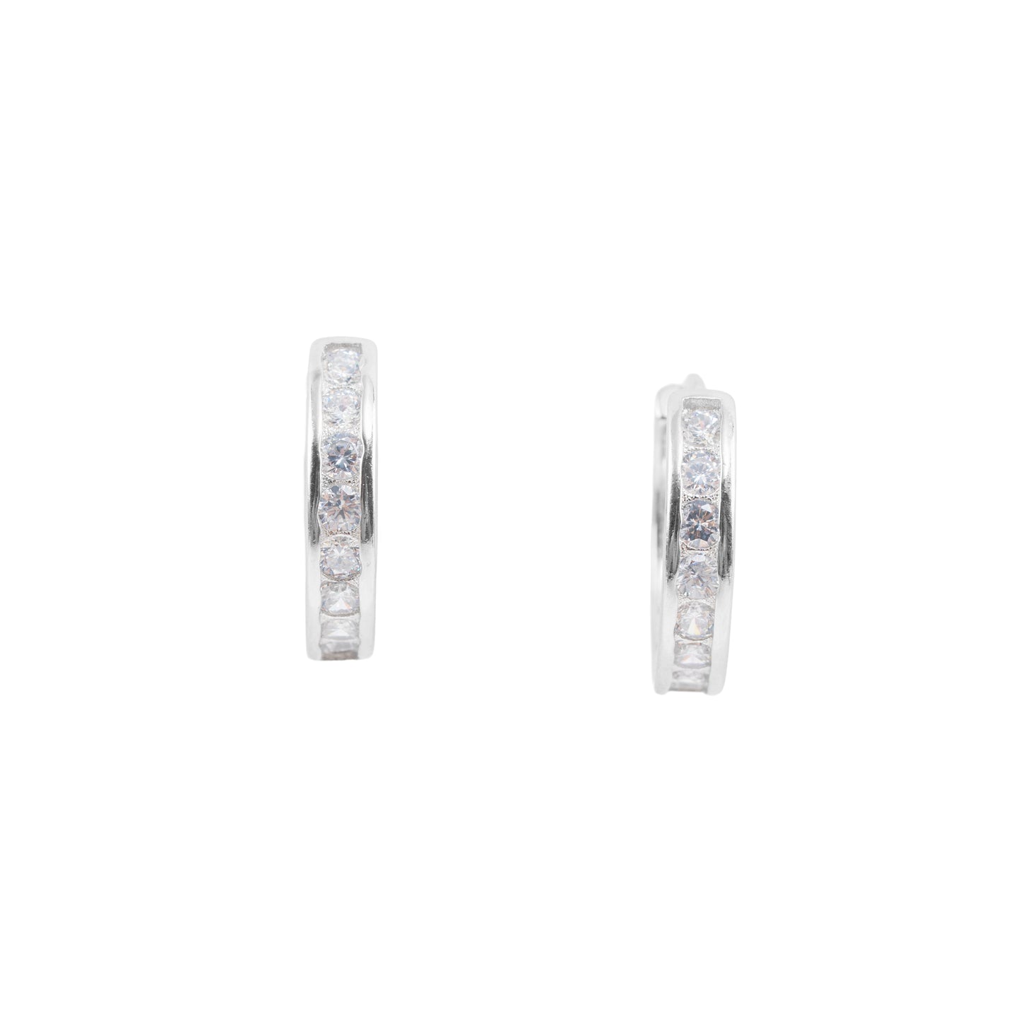 Classic Crystal Pavé Huggie Hoop Earrings | 925 Sterling Silver