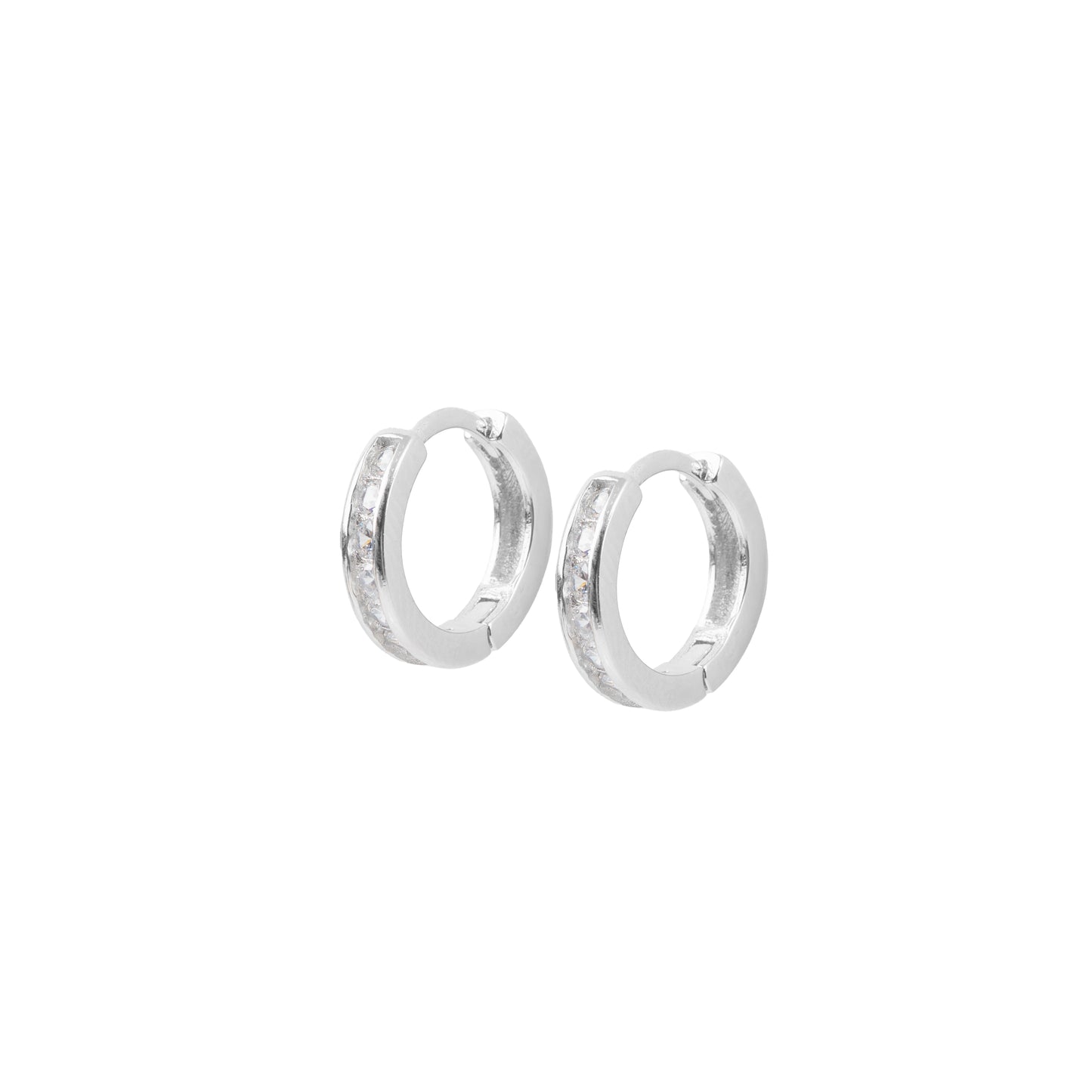 Classic Crystal Pavé Huggie Hoop Earrings | 925 Sterling Silver
