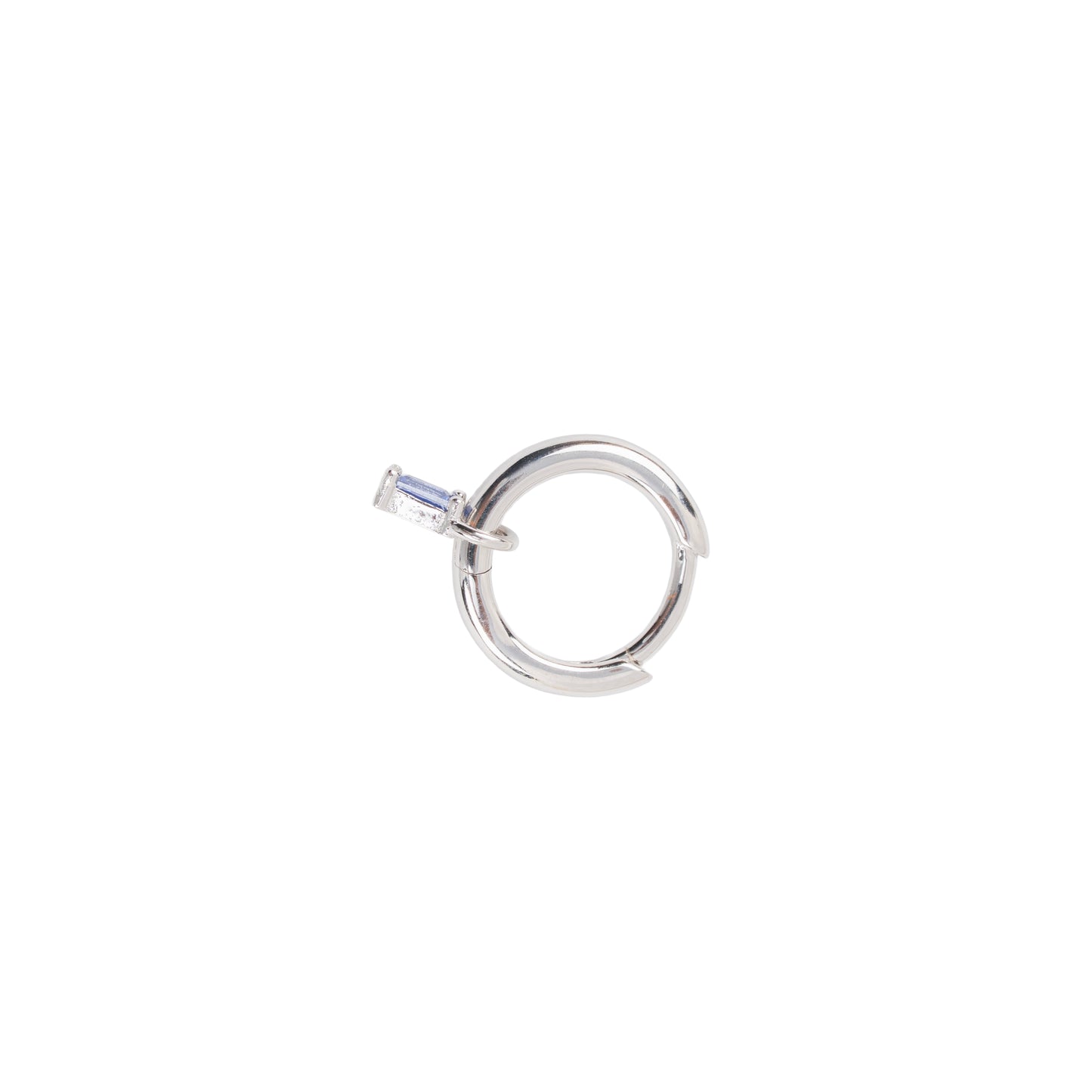 Sapphire Baguette Charm Huggie Hoops | 925 Sterling Silver