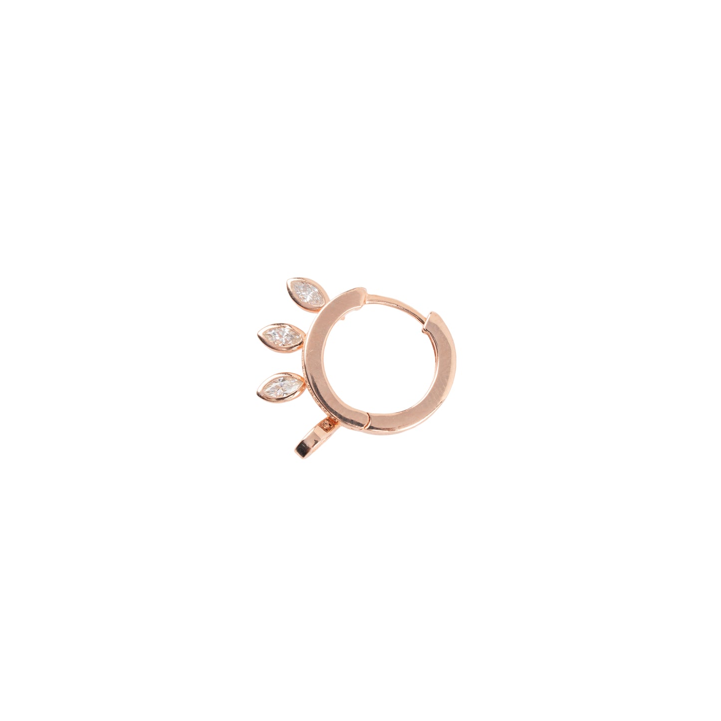Cascading Crystal Leaf Huggie Hoops | Rose Gold Polish