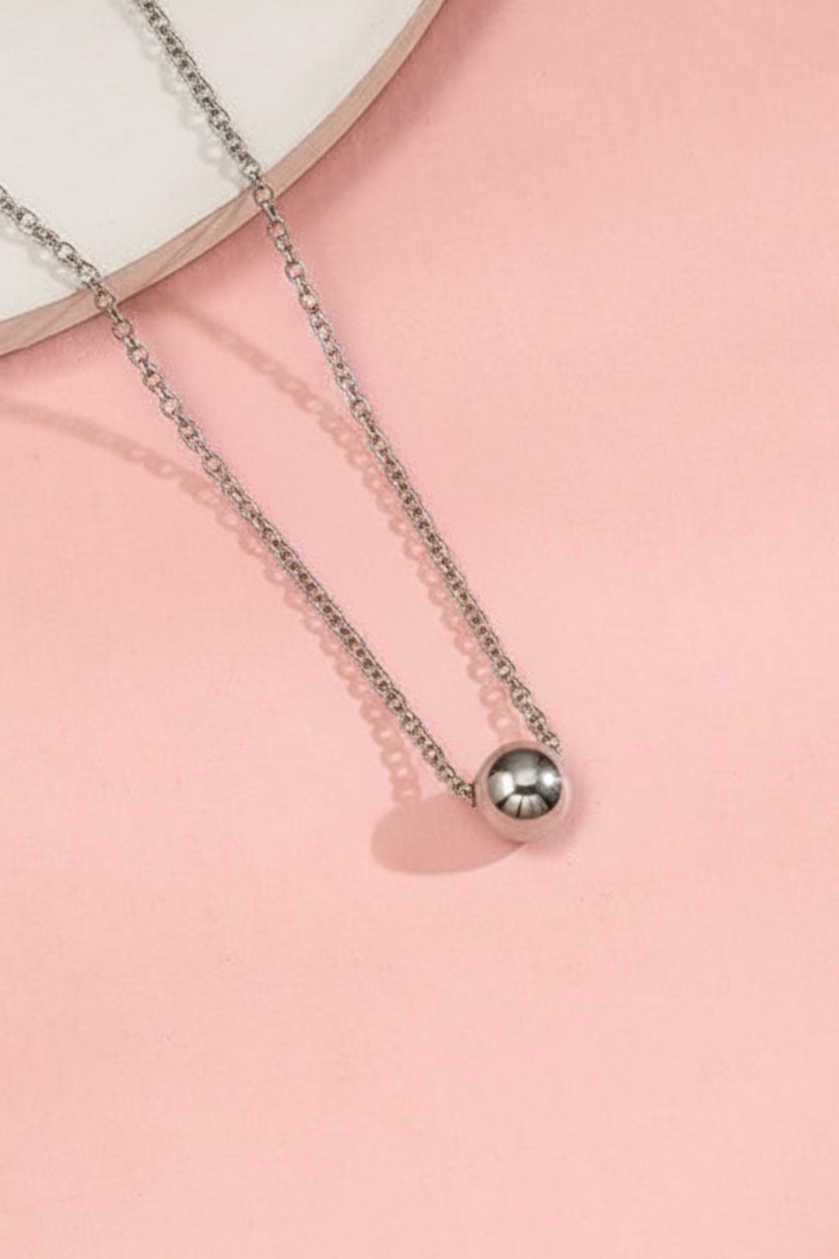 Minimalist Silver Sphere Necklace