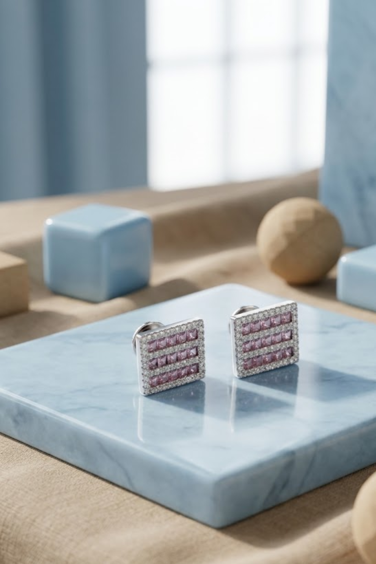 Blush Grid Studs