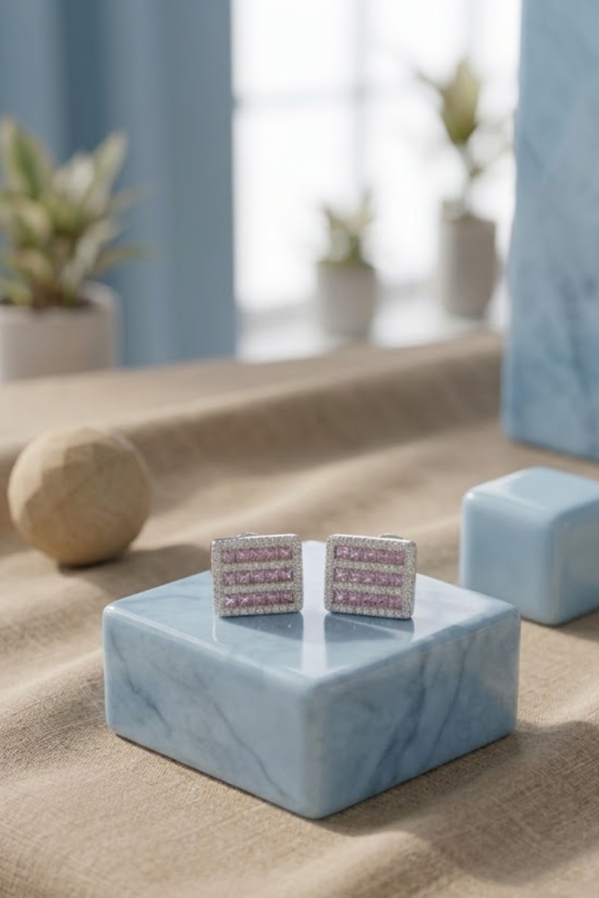 Blush Grid Studs