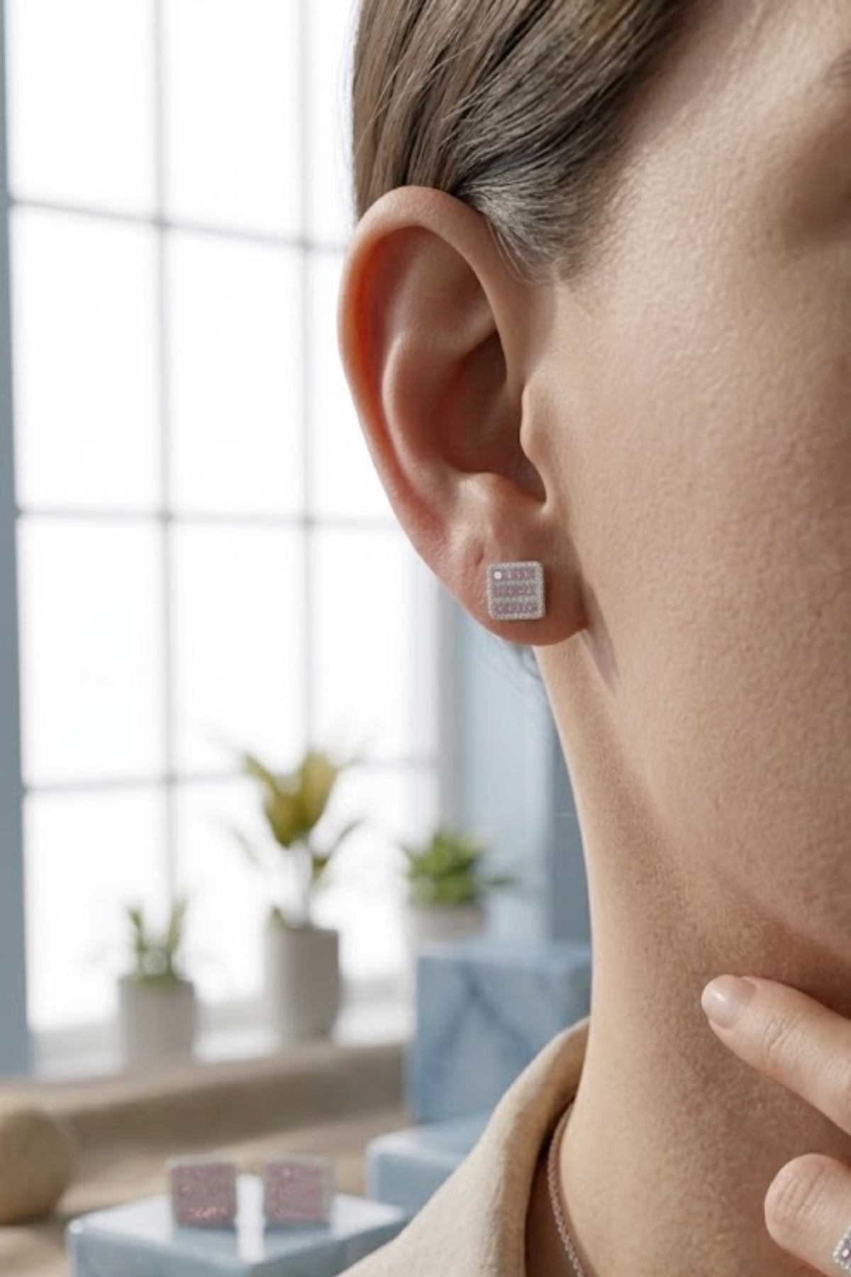 Blush Grid Studs