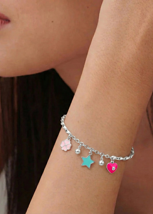 Playful Charm Bracelet with Enamel | Sterling Silver