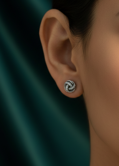 Sparkling Love Knot Stud Earrings | 925 Sterling Silver